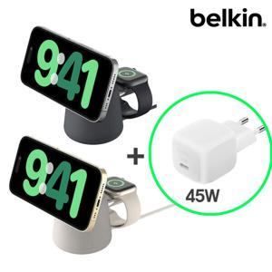 벨킨 2in1 맥세이프 무선 충전기 + 벨킨 45W 고속 충전기