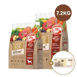 ANF 식스프리플러스 강아지사료 소고기연어 7.2kg 건식사료 (1214라이브 신세계 상품권 증정)
