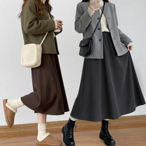 따듯한 코듀로이 기모 플레어 롱스커트 롱치마 겨울치마