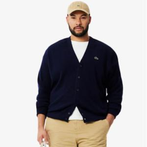 라코스테 남녀공용 커플 브이넥 릴렉스핏 울 버튼 가디건 ah0397