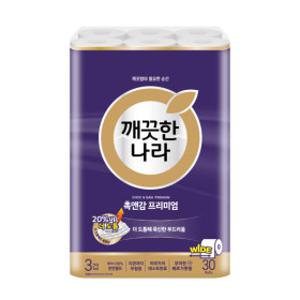 깨끗한나라 촉앤감케어 와이드 프리미엄 30m 30롤 1팩