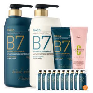B7 약산성 탈모 샴푸 +탈모 헤어팩 (역대급행사) 1000ml+1000ml+200ml+10매+헤어에센스