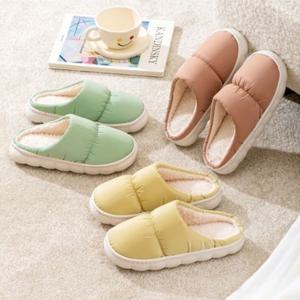 (1+1) 2개 1세트 / 겨울 가정 사무실 남여공용 패딩 퍼 슬리퍼 커플 털 실내화