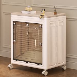 투명창 폴딩 척척박스 150L대용량 전면 오픈 접이식 리빙박스 이불함 360이동식