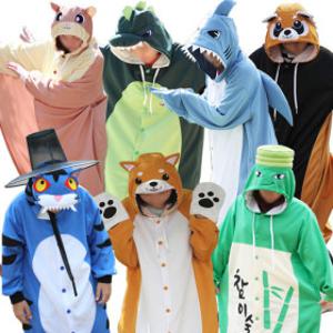 사자크 국산 사계절용 겨울용 극세사 기모 동물잠옷 오리잠옷 상어 날다람쥐 민화호랑이