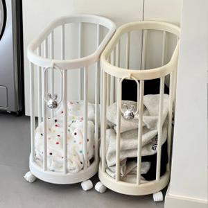 (SNS화제템) 토끼 핸들 틈새 빨래바구니 화이트 대형 특대형 / 이동식바스켓 요가매트 트롤리 틈새수납보관