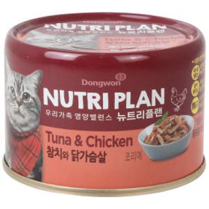 동원 뉴트리플랜 고양이캔 흰살참치 와 닭가슴살 160g x 24개