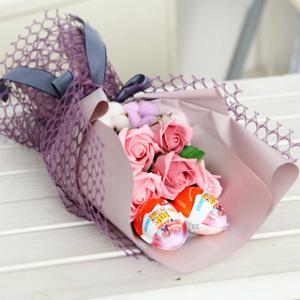 (주)농심 츄파춥스 사용 사탕꽃다발 부케 킨더조이 입학 졸업식 비누꽃 킨더조이 산리오 인형꽃다발