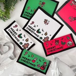 크리스마스 선물 쿠키 사탕 포장 헤더택 50매 3종