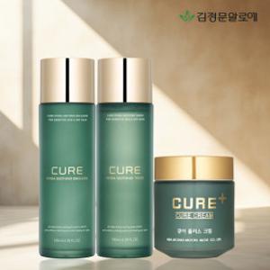 (겨울보습케어 특가+사은품 100%증정) 김정문알로에 큐어 하이드라 수딩 토너+에멀젼 130ml+플러스크림