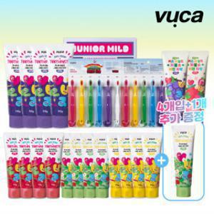 VU.CA 비건 고불소 저불소 어린이 치약 칫솔 모음 뷰.카 4+1개입 증정