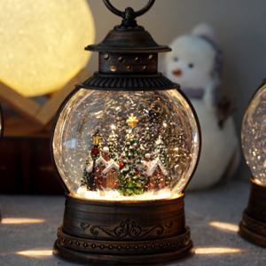 크리스마스 납작원형 오르골 스노우볼 무드등 선물 워터볼 + 1M 기본케이블 증정