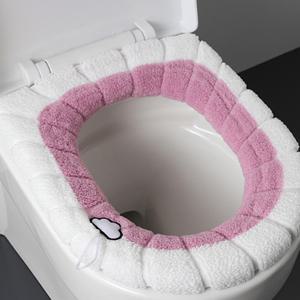 1+1 극세사 쿠션 변기커버 보온 욕실 변기시트 간편세탁 1+1