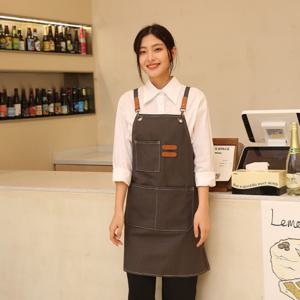 피요르드 그레이 바리스타 원피스 앞치마 카페 주방 미용실 식당 신혼 유치원 이지오 앞치마 제작전문