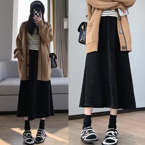 기모 골덴 A라인 골지 밴딩 치마 겨울 코듀로이 롱치마 롱스커트 (2장이상 추가할인)