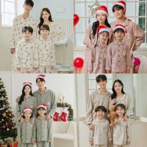 국산 커플 가족 잠옷 패밀리 여성 남성 빅사이즈 순면 긴팔 파자마 세트 홈웨어 여행 겨울 피치 기모 수면