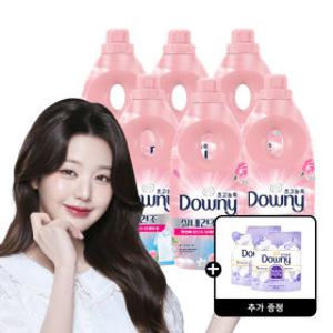 다우니 실내건조 플로럴 블로썸 초고농축 섬유유연제 본품 1L 6개 +다우니 화이트 머스크 200mL 2개