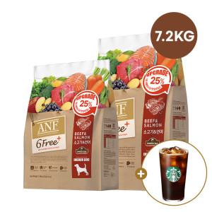 (스벅기프티콘증정) ANF 식스프리플러스 강아지사료 소고기연어 7.2kg 건식사료