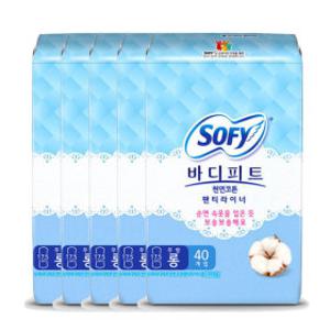 쏘피 바디피트 천연코튼 팬티라이너 롱(무향) 40P x 5팩