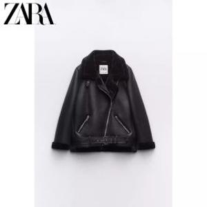 ZARA 자라 여성 가죽 양털 집업 무스탕 점퍼 겨울 블랙 루즈핏 숏무스탕 2969262