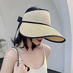 챙모자 비치모자 여자 돌돌이 리본 썬캡 여름용 햇빛차단