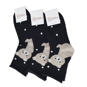 여자양말 여성용 겨울양말 강아지 중목양말 검정 3족