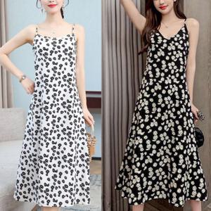 롱원피스 끈나시 플라워 무늬 원피스 URD 023