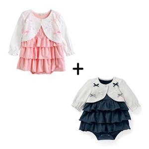 [엠케이] 리본캉캉 유아 원피스형 바디슈트 2개 1세트 314035