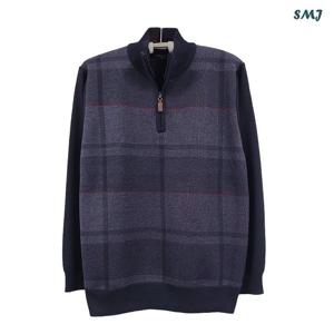 SMJ1428 반폴라 기모 니트 집업 티셔츠 차이나 중년 남성 니트