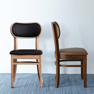 베스트리빙 버터 가죽 인테리어 카페 원목 식탁 의자 2개