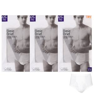 [TRY]남성 빅사이즈 백색팬티 삼각팬티3매 브리프 화이트 면100