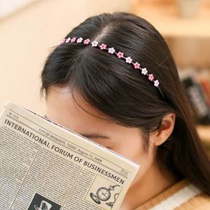 (엔젤슈슈) 큐빅 꽃 얇은 헤어밴드(핑크) 머리띠