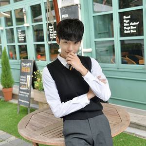 교복몰 보풀방지 블랙 롱 교복조끼(남자)