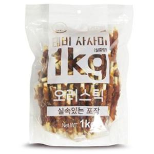 D17 반려동물 간식 테비 사사미 1kg 오리스틱