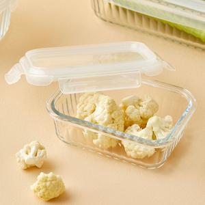 네오플램 웨이브락 내열유리 밀폐용기 투명 직사각 370ml