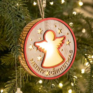 크리스마스 천사 장식 조명 리튬건전지형 나이트우드써클 전구 10.5cm 무드등 트리 오너먼트 소품