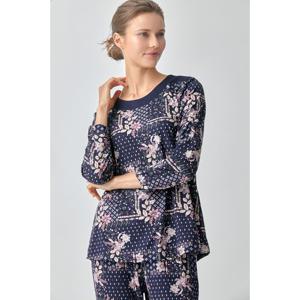 [비비안(언더웨어)]피치기모 기하학 플라워프린트 여성 실내복 상의 EZ1865