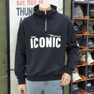 [지프]JO3THU232 검정 아이코닉 하프 집업 2023년 후드티