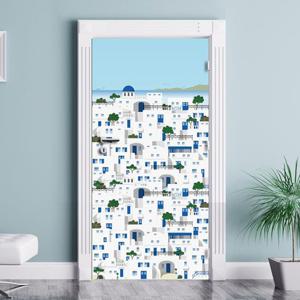 현관문 리폼 시트지_산토리니의 마을