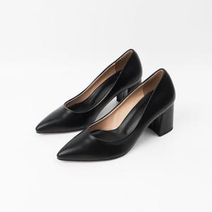 [신난다슈]여성 펌프스 구두 힐 7cm 여자 스틸레토힐 통굽 미들힐 데일리 PRM237504 블랙