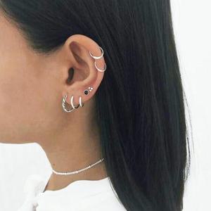 925 순은 전체실버 원터치 민자링 귀걸이 14mm