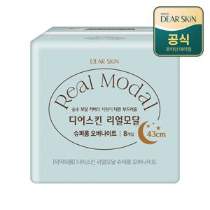 깨끗한나라 생리대 디어스킨 리얼모달 슈퍼롱 오버나이트 8P x 1팩