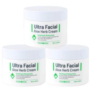 (3개)푸드어홀릭 울트라훼이셜 알로에허브 크림 100ml/수분크림 저자극 고보습 주름개선