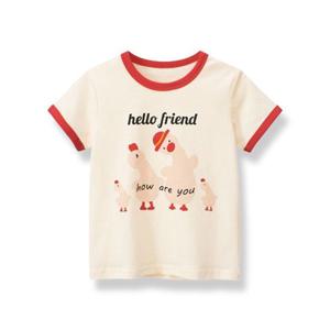 [조이멀티]오리패밀리 아동 배색 반팔 티셔츠(90-120) 205433