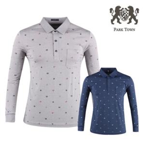 보스케 남성 봄 가을 골프웨어 골프 프린팅 카라 긴팔 티셔츠