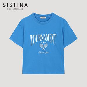 [SISTINA] 인기 캐주얼 프린팅 크롭 티셔츠_AAJTSO21030_BL