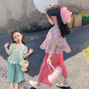 [엠케이] 플로럴 여아 반팔 블라우스 긴바지 상하세트 205438