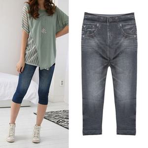 여름레깅스 엠보워싱 청나염 7부레깅스 청바지 스타일 데님팬츠