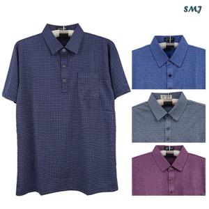 [에스엠진]SMJ1782 남자 반팔 카라 티셔츠 스판 중년 남성 반팔