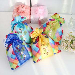 [박씨상방] 오색 꽃자수 모시 복주머니(대)